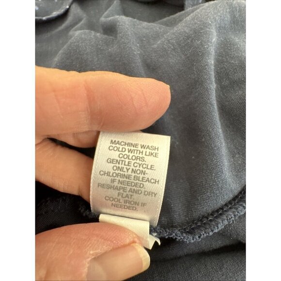 J Jill Women's L Petite Mixed Print Knit Peasant Pleated Top Blue Floral - Picture 8 of 10